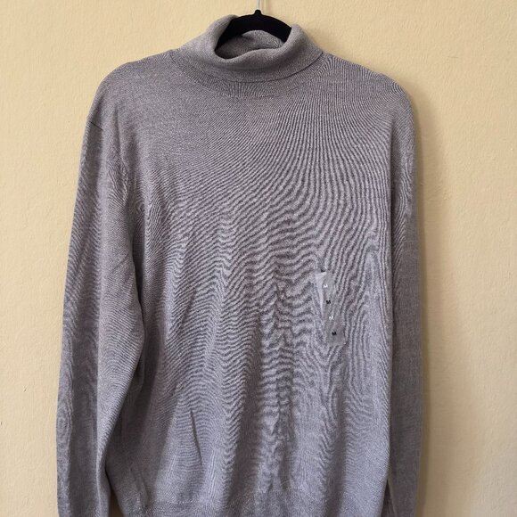Heather Grey Merino Wool Blend Turtleneck Sweater - Picture 1 of 3